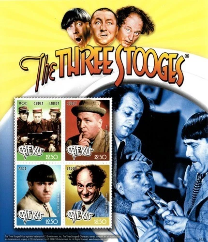 Nevis 2009 - Los tres chiflados - Hoja de 4 estampillas - Scott #1570 - MNH Foto 1 de 1