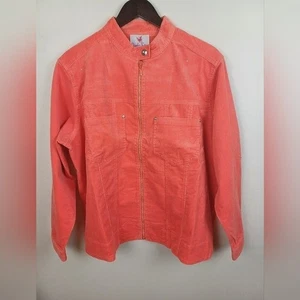 NWT Quacker Factory Zip Front Corduroy Jacket Orange 1X A57353 - Picture 1 of 7