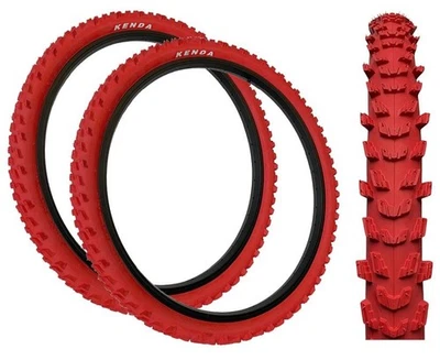 PAIR Kenda 26 x 1.95 RED Mountain Bike Off Road MTB Knobby Tread TYRES - Image 1 of 4