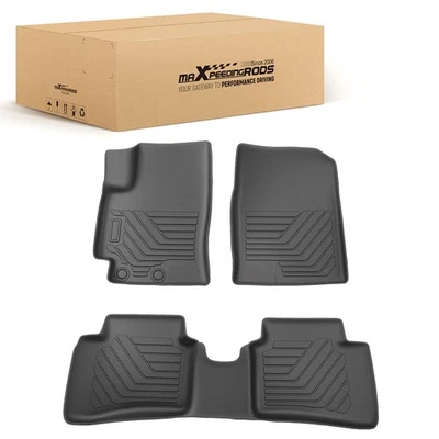 Carpet Floor Mats for Hyundai Accent 2018-2023 TPE Black Waterproof Anti-Slip - Image 1 of 4