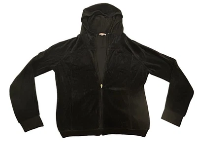 Chaqueta de terciopelo negra grande vintage Juicy Couture para mujer Y2K Foto 1 de 4