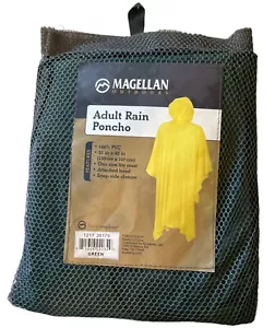 Magellan Rain poncho Sz OSFM 100% PVC Green 51X42 Hood Attached Snap NEW - Picture 1 of 2