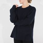 Womens Ex M&S Long Sleeve Top Navy Round Neck Ladies Casual Viscose Jumper