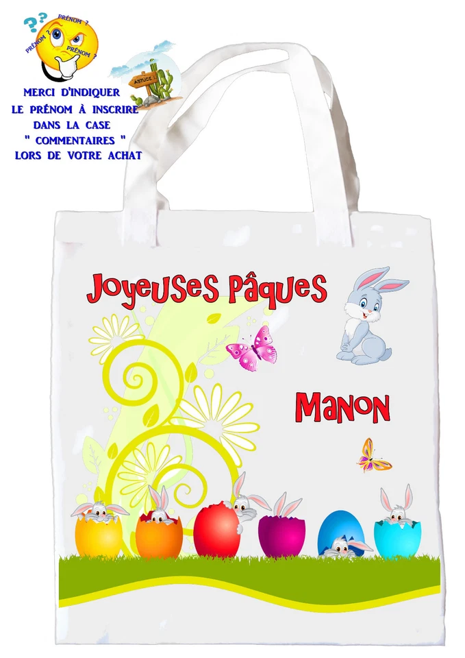 DE SI JOLIES CHOSES Einkaufstasche Frohe Ostern Tasche für die Eiersuche Geschenktüte Ref 43