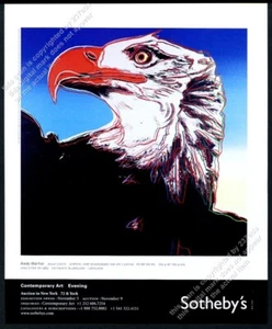 2005 Andy Warhol Weißkopfseeadler Kunst Sotheby's Vintage Druck Anzeige - Bild 1 von 7