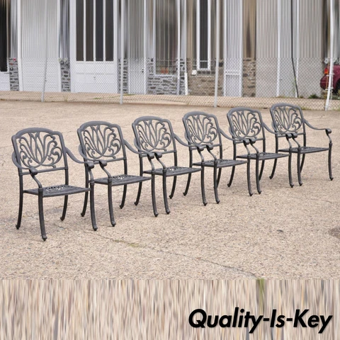 KB Patio Elizabeth Collection Aluminum Garden Patio Dining Arm Chairs - Set of 6 Cover