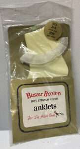 Vintage NOS NEW Buster Socks Girl 3-4 Stretch Anklets Lace Ruffle Trim Yellow