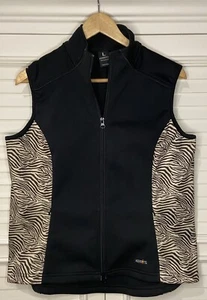 KERRITS Full Double Zip Equestrian Horse Riding Vest Black Zebra Womens Large - Picture 1 of 6
