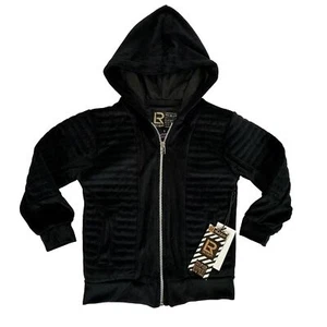 R Scoop Girls Black Valore Ribbed Hoodie Full Zip Sweatshirt Size 5 - Picture 1 of 4