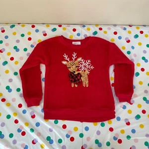 Kenzie Girl Red Fleece Reindeer Sweater Girls Size 6 - Picture 1 of 3