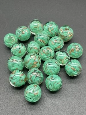 20 hermosas cuentas verdes venecianas de colección manchas de aventurina 12 mm redondo agujero de 0,8 mm Foto 1 de 4