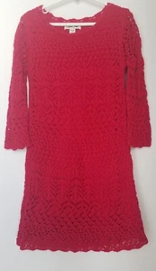 Cherokee Red Crochet Dress Girls M 7/8 Sleeve 3/4 - Picture 1 of 3