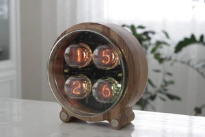Nixie tube clock DOLAM LC-513A round enclosure tubes Remote type C - Picture 1 of 12