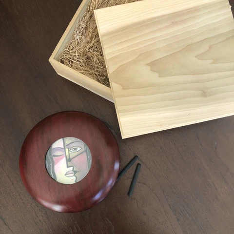 Original art clock 6-1/2" and hand made box with lid Designer Clock Desk Clock Cover