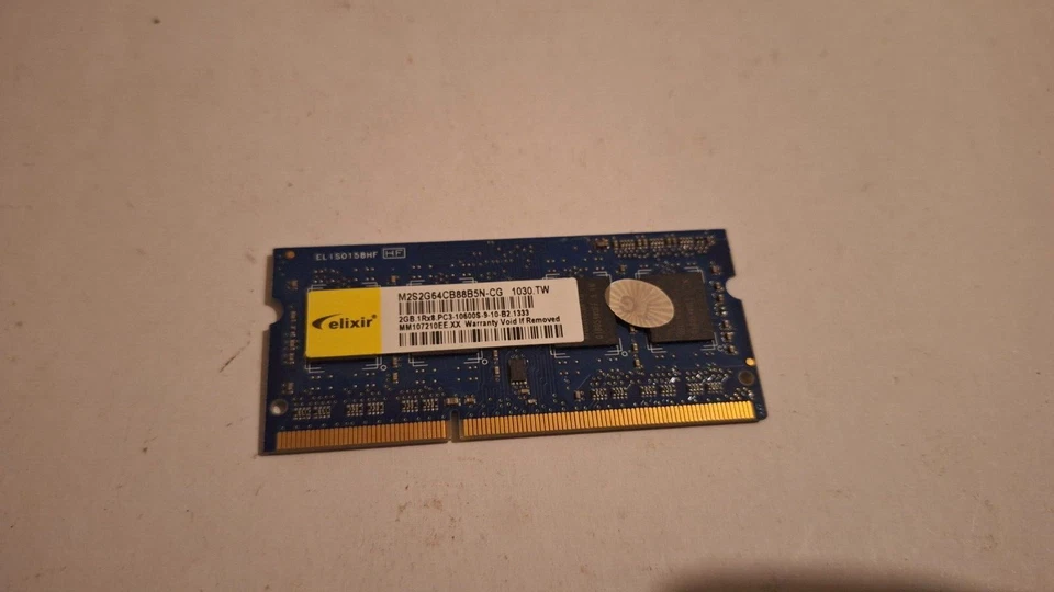 Elixir 2GB 1Rx8 PC3-10600s-9-10-B2 DDR3 Laptop Ram - Image 1 of 1