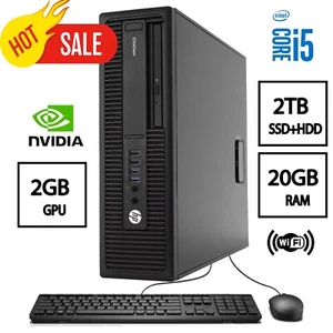 HP Desktop Computer Win11 RAM 20GB 2TB SSD+HDD NVIDIA GPU 2GB WiFi FAST - Picture 1 of 5