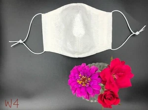 NUEVO Máscara facial de tela blanca con patrón jacobeo hecha a mano para adultos 100% algodón lavable - Imagen 1 de 6