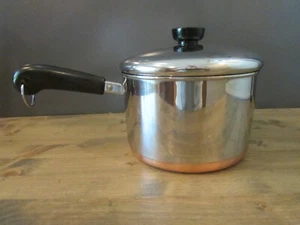 Vintage Revere Ware 1801 3 Quart Kupferboden Soßenpfanne & Deckel (1992) Clinton IL - Bild 1 von 9