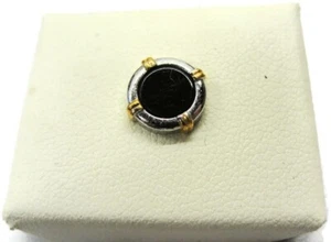 Geoffrey Beene Round Black Onyx Gold Tone Silver Tone Tie Tack Vintage Pin IOB - Picture 1 of 7