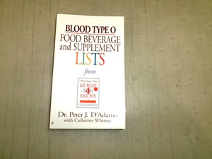 Blood Type O-Food, Beverage and Supplements Lists (2003 Paperback) DD9525 - Picture 1 of 1