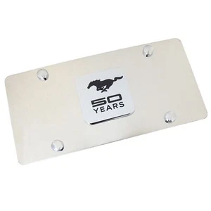 Ford Mustang 50 Years Logo License Plate (Chrome) - Picture 1 of 4