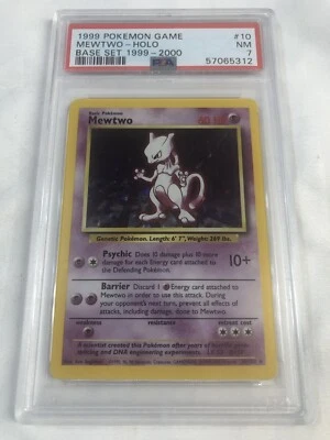 1999 POKEMON #10 MEWTWO BASE SET UNLIMITED HOLO NEAR MINT PSA 7 - Image 1 of 2