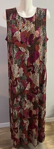 Maxi Vestido Largo Chico's Mujer 3 XL Negro Magenta Sin Cordones Abertura Alta Tejido Líquido - Imagen 1 de 5