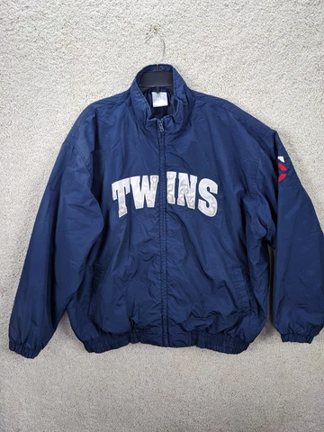 VINTAGE Minnesota Twins Jacket Adult 2XL Adidas Blue Windbreaker Zip-Up Mens Y2K Cover