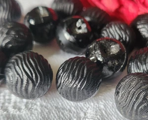 Lot 6 boutons ancien en verre noir boule art deco grelot 1,2 cm costume ref 1663 - Bild 1 von 4
