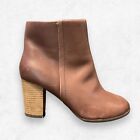Vionic Kennedy Boots Ankle Bootie Brown Leather Heel Side Zip Womens Size Us 7.5