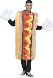 Hot Dog Costume Adult Funny Halloween Fancy Dress Photo Real - Picture 1 of 3