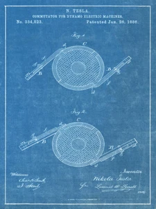 Nikola Tesla Patents - Commutator For Dynmo Electric Machine (1886) Poster 18x24 - Picture 1 of 1