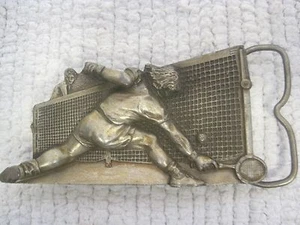 1980 Bergamot Brass Co #A-86 Tennis Belt Buckle 3 1/2" x 2"-Made in USA - Picture 1 of 5