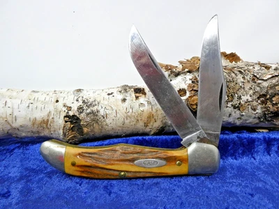 VINTAGE**RARE** 1940-64 CASE 5265SAB STAG 2 BLADE HUNTING KNIFE. SUPER NICE! - Image 1 of 4