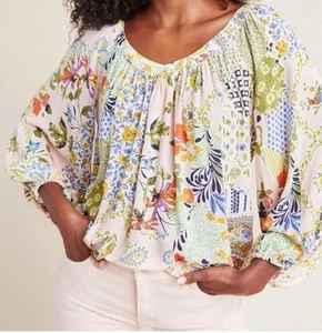 Anthropologie Pink Maeve Boswell Blouse Womens Top Size 16 XL flowy - Picture 1 of 11