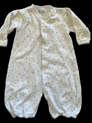 Kissy Kissy EUC  White/blue/Yw Moon & Stars Convertible Coverall/Gown-Newborn - Image 1 of 4