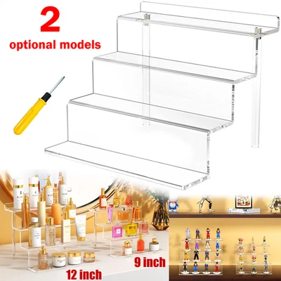 4-Tier Acrylic Riser Shelf Practical Display Stand Cupcakes Perfume Toy Figure - Image 1 of 4