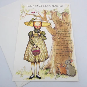 VTG Holly Hobbie Birthday Paper Doll Girl American Greetings Card Envelope 1974 - Picture 1 of 5