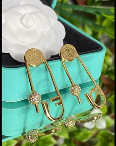 18k gold plated Earrings with Zirconia, Chic Occasion jewellery - Bild 1 von 5