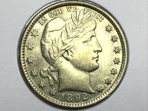 1892-P Barber Quarter in almost uncirculated - Picture 1 of 2