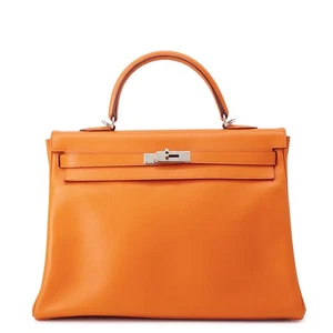 HERMES Kelly Retourne Talla 35 Cuero Swift Naranja - Imagen 1 de 18