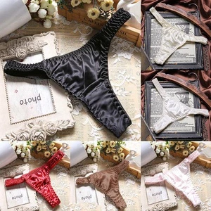 Women Sexy Silk Satin G-String Briefs Underwear Thongs Knickers Panties Lingerie - Picture 1 of 14