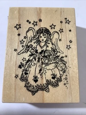 Álbum de recortes artesanal vintage PSX ÁNGEL DE NAVIDAD montaje en madera sello de goma Foto 1 de 4