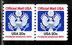 HICK GIRL-OLD M.N.H. U.S. OFFICIAL SC#O135  GREAT SEAL, COIL PAIR       X5822 - Picture 1 of 2