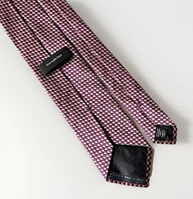 Corbata reciente para hombre Ermenegildo Zegna blanco borgoña 3 5/8" (ancho) x 59" (l) Foto 1 de 4