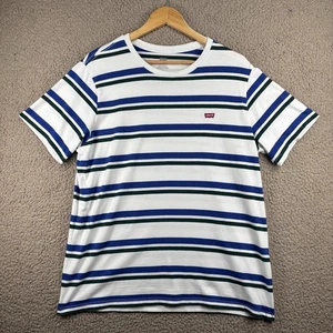 Levi’s Kurzarm T-Shirt Herren Größe Large weiß blau gestreift Rundhalsausschnitt normal - Bild 1 von 12