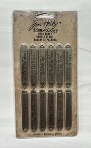 NEW Tim Holtz IDEA-OLOGY Word Bands set 12 TH93000 Silver Metal Journey Moment - Picture 1 of 2