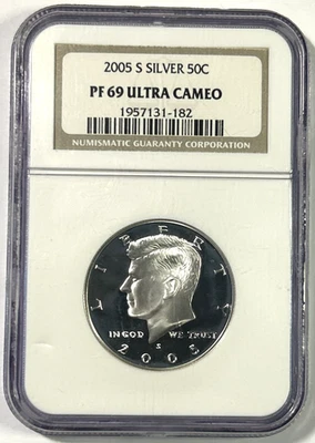 2005s Kennedy Silver Proof Half Dollar PF69 Ultra Cameo NGC - Image 1 of 4