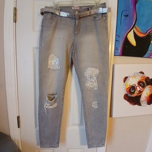 Juicy Couture Distressed grau Skinny Jeans Damengröße 8 silberne Sequenz - Bild 1 von 7
