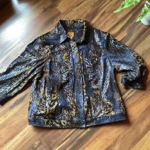 Ruby Rd. Woman Size 18W Shiny Squares Patterned Jacket - Picture 1 of 10